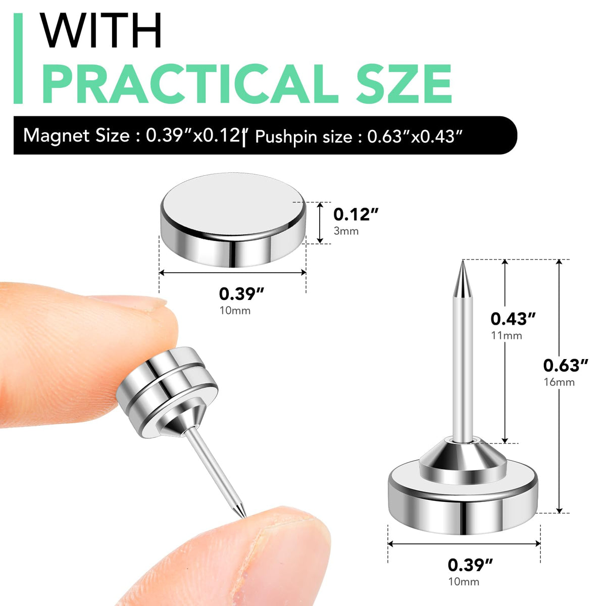 E BAVITE Magnetic Push Pins, 80 Sets Magnet Thumbtack for Wall Bulletin Board Strong Decorative Pushpins Clip for Map Picture Hanging Kit Poster Holder