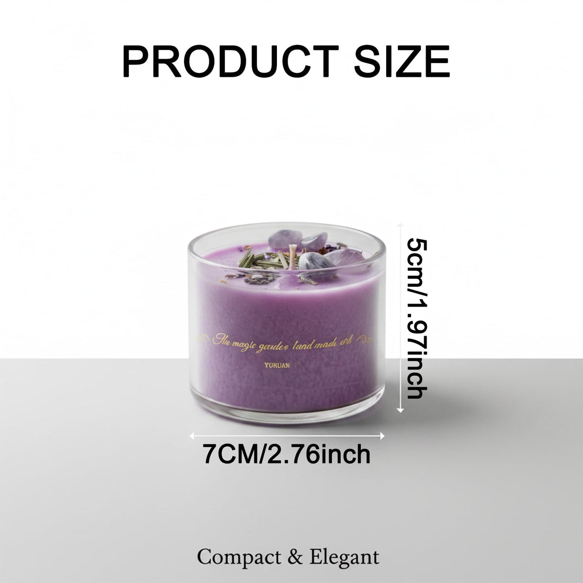 Coytlykne 4oz Crystal Candle with Dried Flower, 2.76x1.97 Inches Herbal Scent Jar Candles, Home Decoration & Heartfelt Present for Women Men (Purple)