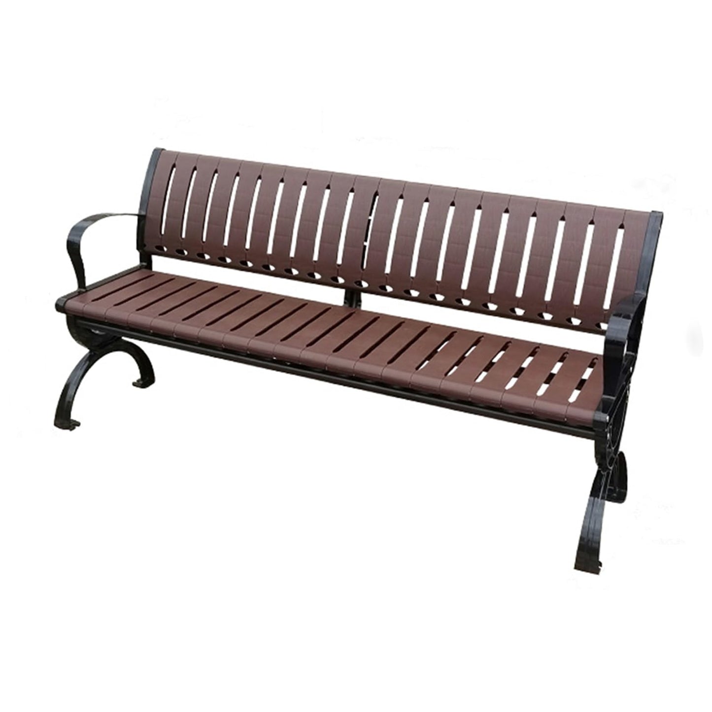 This Large Metal Patio Garden Bench - 180cm Slatted Seat Outdoor Furniture for Porch, Deck, Park, Yard, Entryway, Lawn - Stylish & Durable Seating Solution