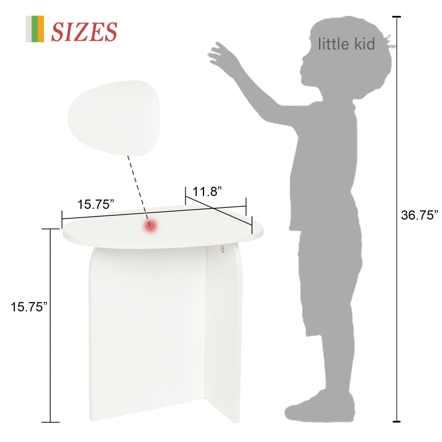 AWASEN White Side Table, Small Triangle End Table Living Room, Modern Accent Table with Unique Tabletop, Mini Bedside Table for Small Spaces, White