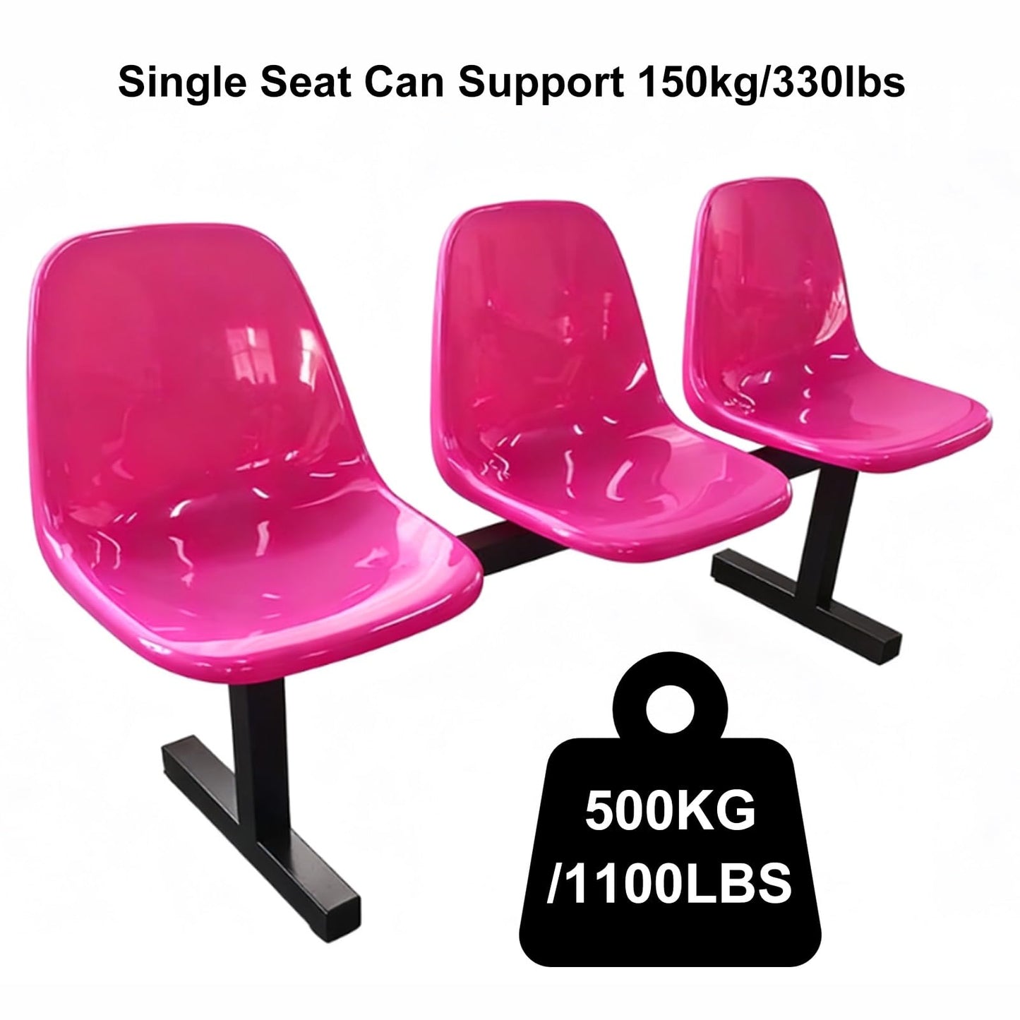 DLYZAYE Yellow 3-Seat Waiting Room Chairs, Plastic Office Guest Chairs with Backrest for Clinics, Airports, Hospitals & Barber Shops - Durable Reception Furniture