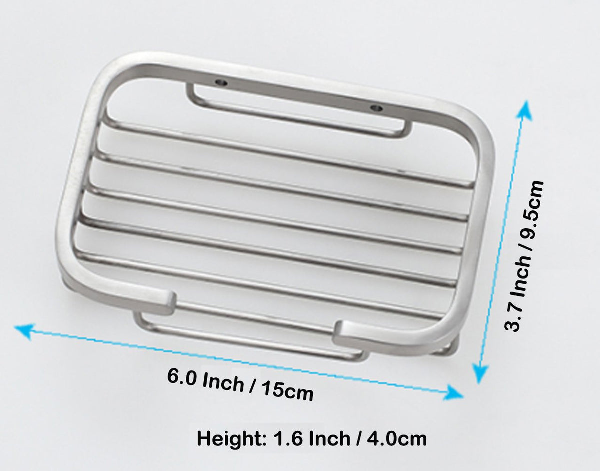 Deezio Satin Nickel Stainless Steel Soap Dish, Rectangular, 5 x 3.5 Inch, Wall Mounted, 100%