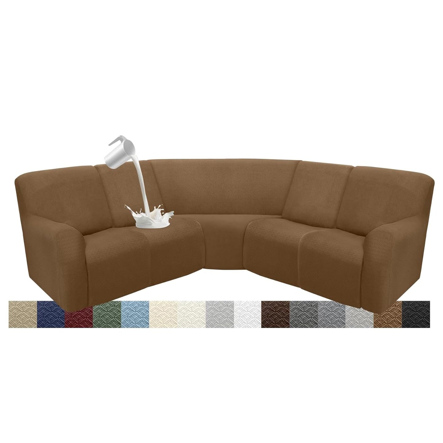 ROFASVCO Couch Covers for Sectional Sofa Reclining L Shape Waterproof Washable Sectional Couch Covers Super Stretch Recliner Sofa Slipcover(5 Seater Cover,Brown)