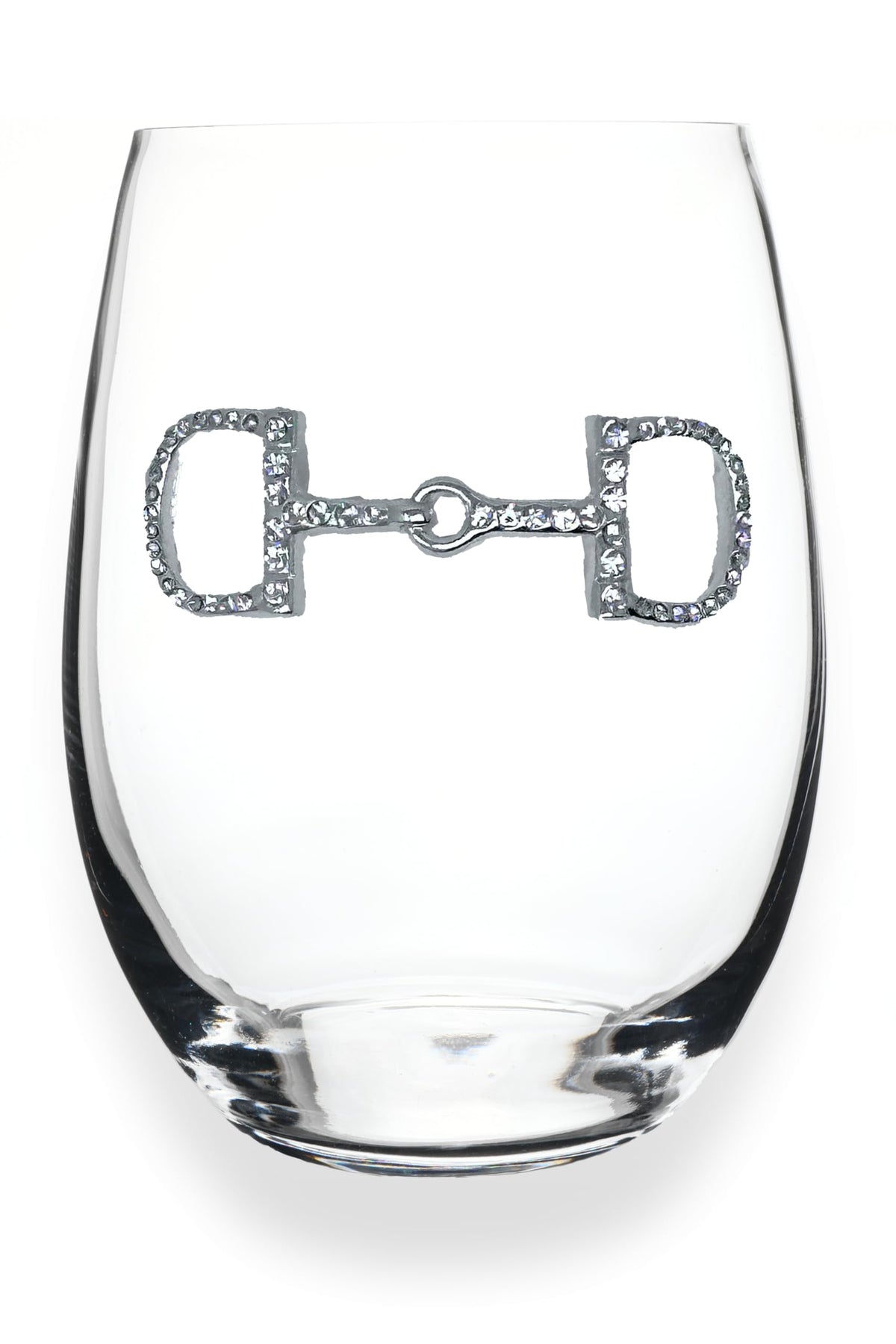 THE QUEENS' JEWELS Horse Bit Jeweled Stemless Wine Glass, 21 oz. - Unique Gift for Women, Birthday, Cute, Fun, Not Painted, Decorated, Bling, Bedazzled, Rhinestone