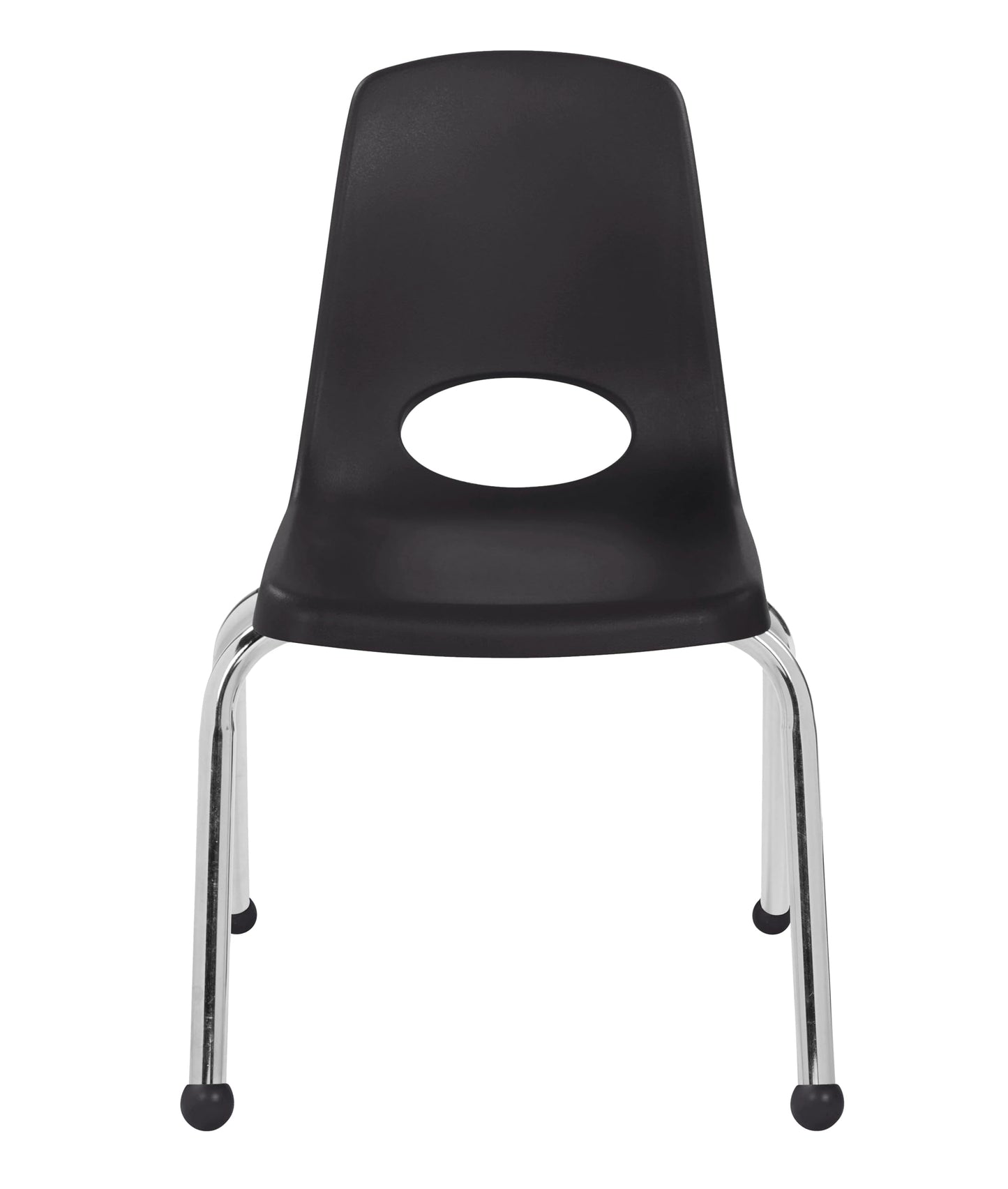FDP 14" School Stack Chair, Stacking Student Seat with Chromed Steel Legs and Ball Glides for in-Home Learning or Classroom - Black (4-Pack), 10380-BK