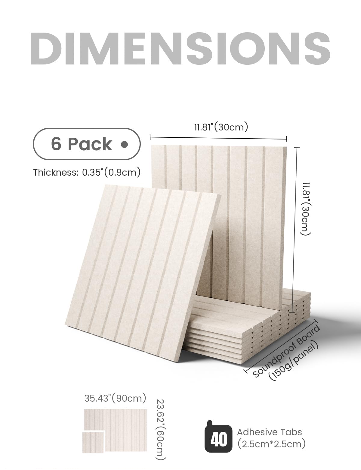 Fluxynara Large Felt Bulletin Board 36" x 24" Cork Board Alternative-6 Pack with 40 Safe Removable Adhesive Tabs, Cork Boards for Walls Cork Board for Home Office Classroom Pin Board (Oatmeal)
