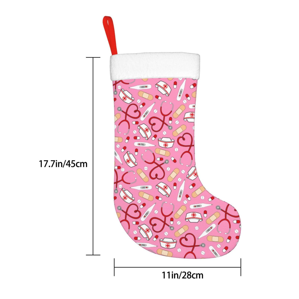 Wizfuyq Medical Thermometer Nurse Hat Christmas Stockings Doctor Stethoscope Xmas Stockings with Plush Faux Fur Cuff Decoration for Party Holiday Decorations