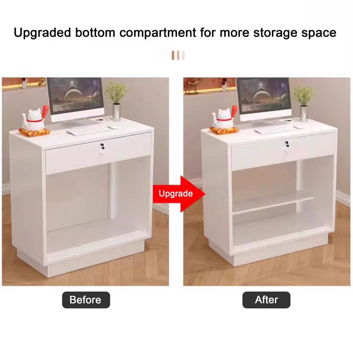 Lockable Reception Desk with Counter - Small Cashier's Desk for Salon, Office, and Front Counter Use - Stylish and Secure Solution for Reception Areas