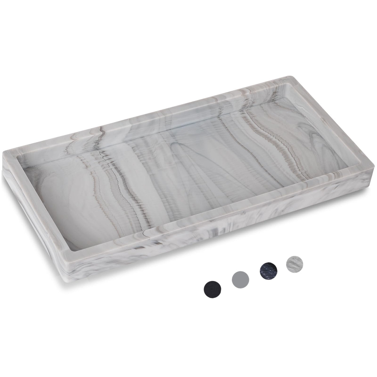 Silicone Bathroom Vanity Tray Dish Soap Holder Sink Organizer, Marble Grey