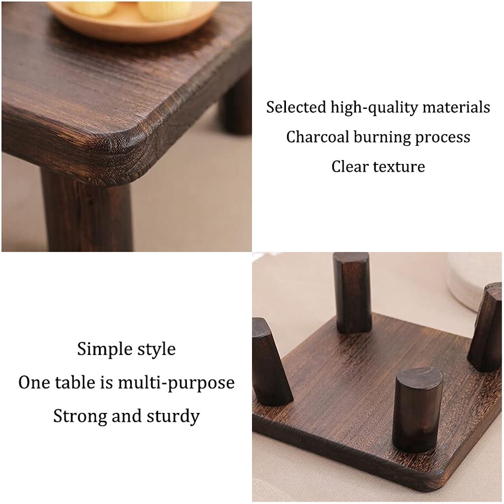 GHHDPXM Bay Window Square Coffee Table Zen Tea Low Table Retro Japanese-Style Small Coffee Table Simple Table Low Stool (Size : 35x35x18cm)