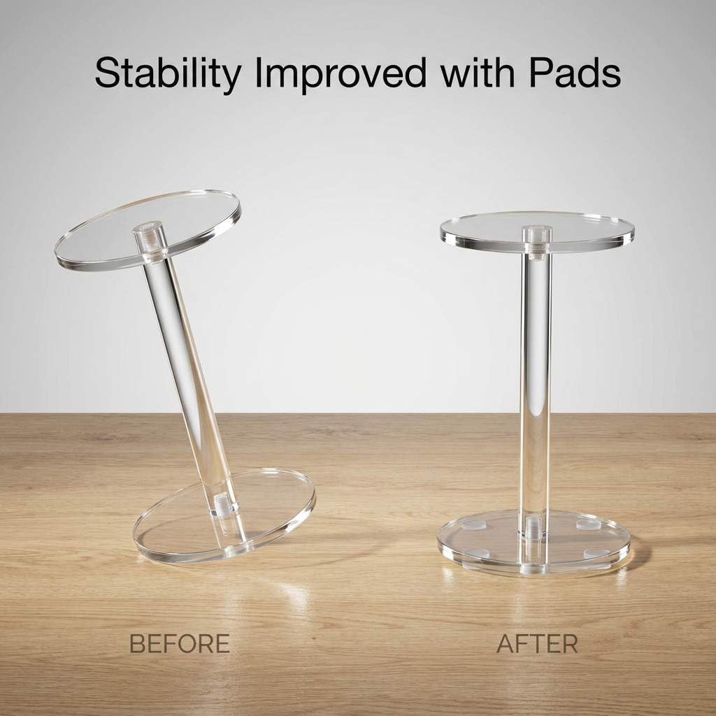 QWORK Round Acrylic Display Stand, Premium Clear Round Riser Stands, Set of 3