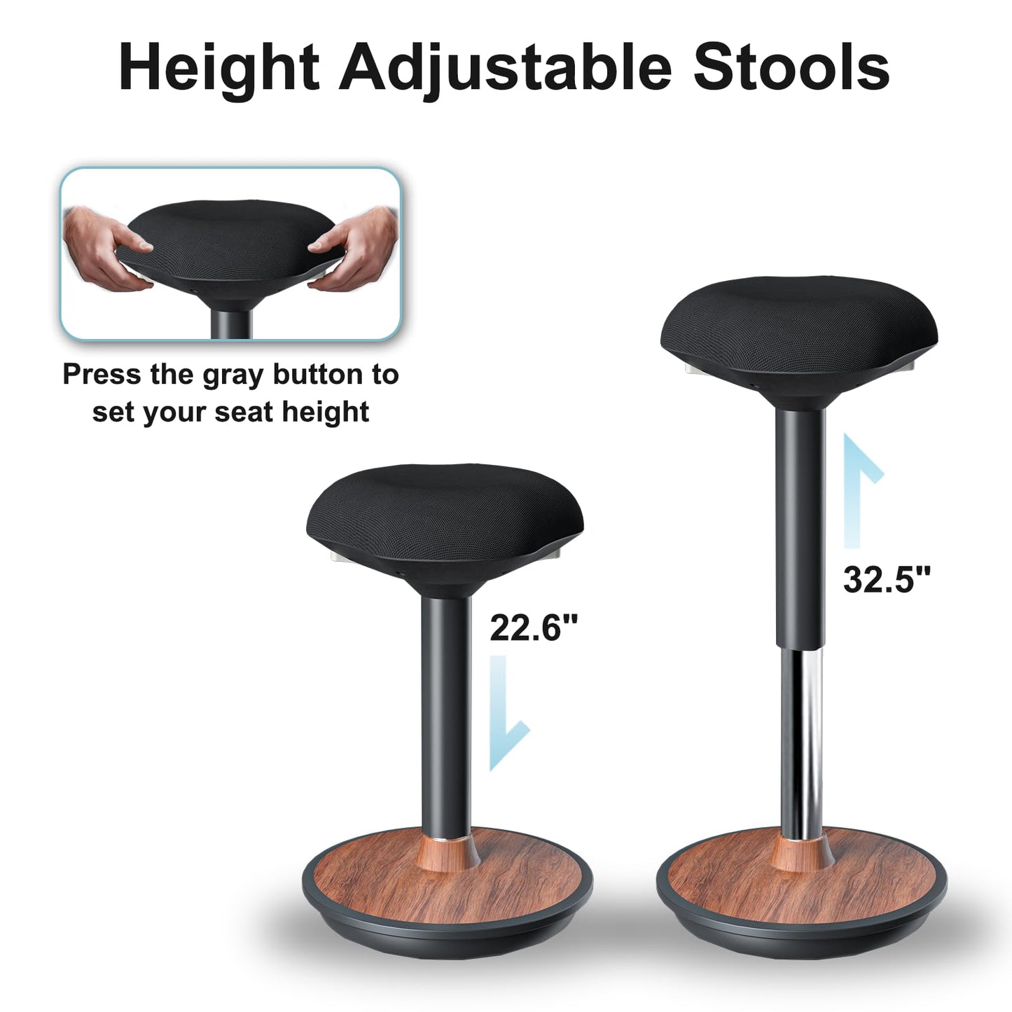 ERGO COLLECT Adult Wobble Stool - Anti-Fatigue Standing Desk Stool with 360° Rocking Non-Slip Curved Base, Height Adjustable 22-32 Inch Standing Chair for Home & Office,Walnut