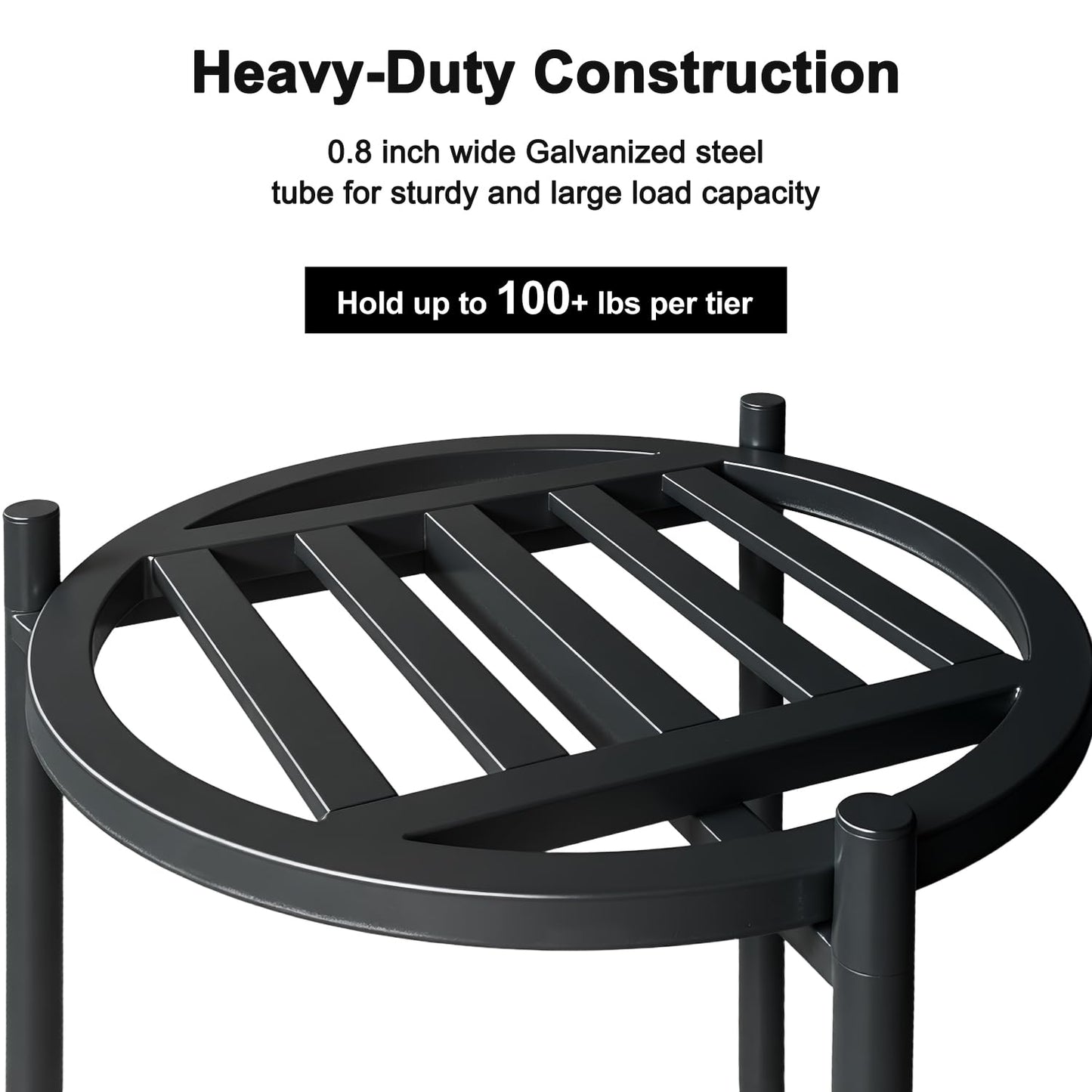Hongsane Plant Stand Indoor Outdoor,2 Tier 30" Tall Metal Plant Stands,Heavy Duty Plant Holder for Large Pots,Outside Plant Shelves for Patio,Black Flower Display Shelf for Living Room,Bedroom,1-Pack