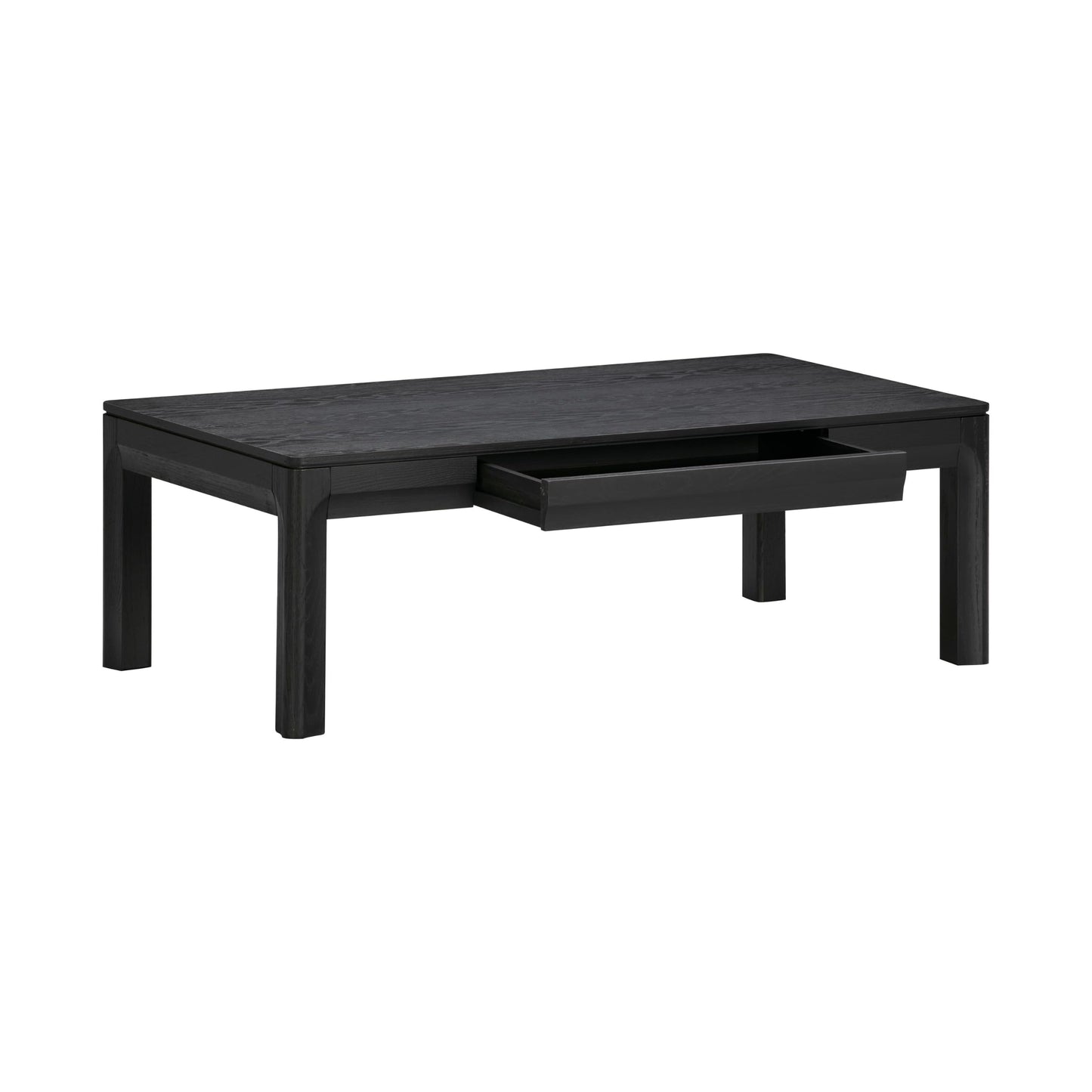 NTC Flow Modern Wooden Rectangle Coffee Table with Hidden Drawer – Waterproof & Heat Resistant, Burnt Black