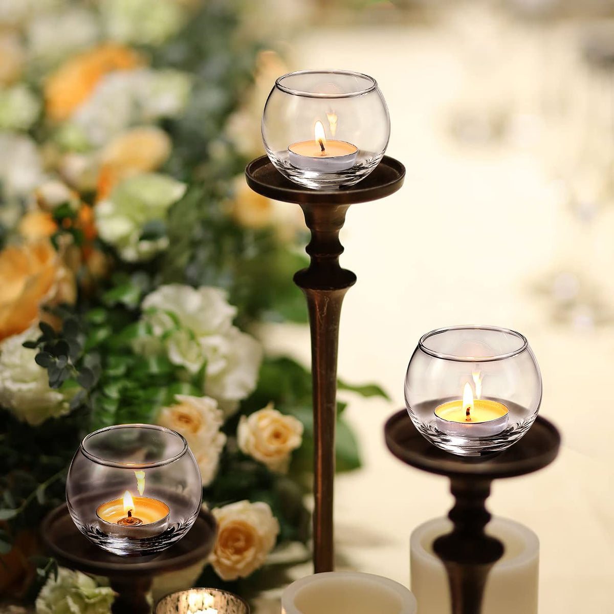Volens 24PCS Clear Votive Candle Holders for Table Centerpieces, 2''×2'' Round Glass Tealight Candle Holders Bulk for Wedding Decor and Home Decorations