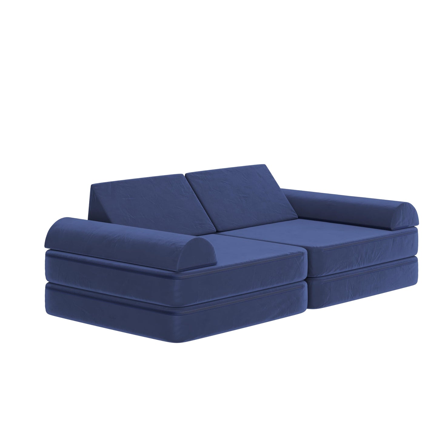 Flash Furniture Marlowe Modular Foam Kids Play Couch, 6 Soft Sectional Sofa Pieces, Convertible Kids Couch, Removable Covers, 56", Blue