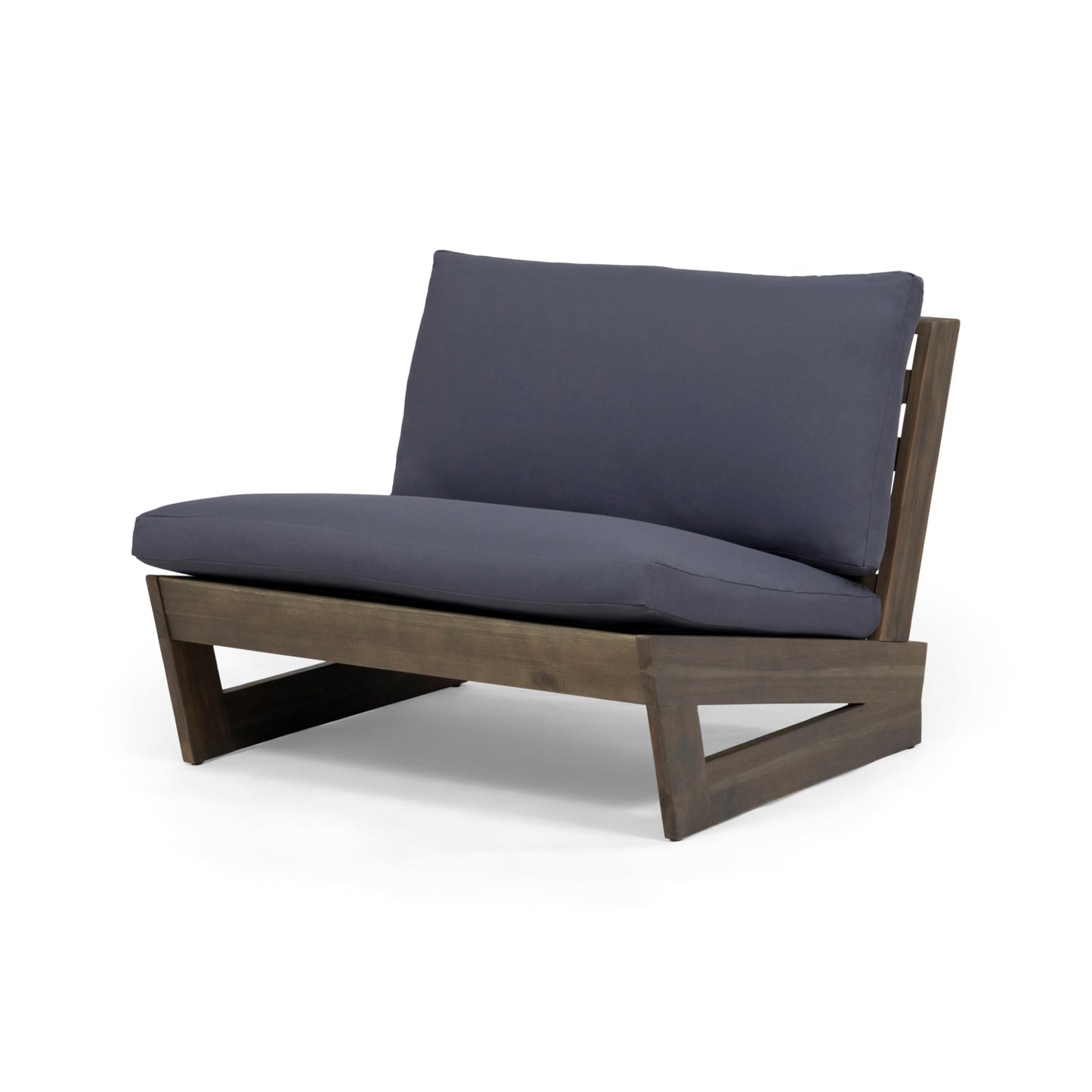 Sherwood Outdoor Club Chair with Cushions - Acacia Wood - Gray/Dark Gray