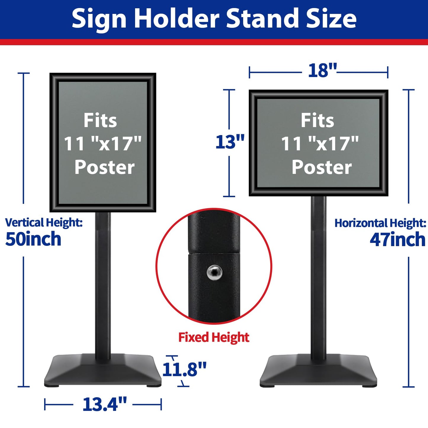 VAIIGO Sign Stand 11x17inch Pedestal Sign Holder Poster Stand 3Packs Adjustable Floor Standing Sign Holder with Heavy Duty Display Stand for Indoor Outdoor Business Store Sign Holders(Black)
