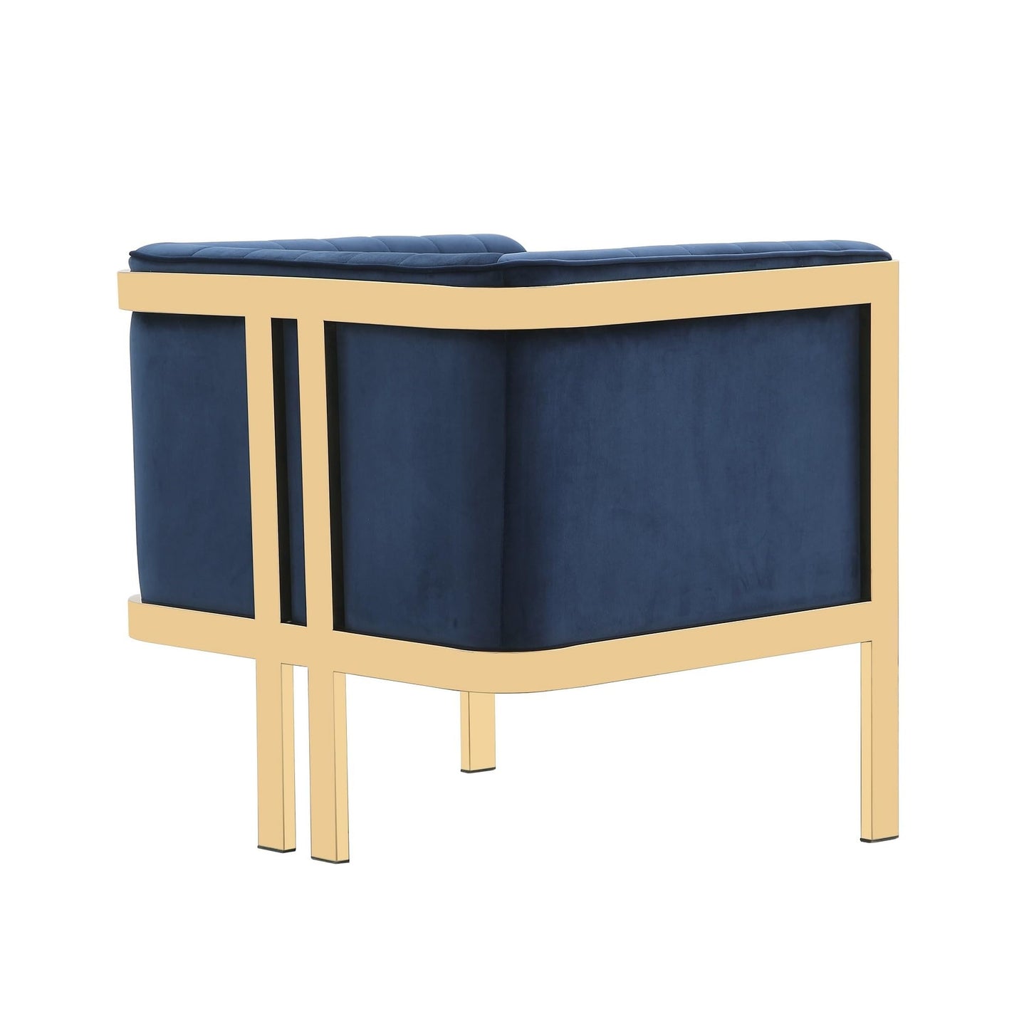 Manhattan Comfort Paramount Velvet Accent Armchair Set of 2, Polished Brass Frame with Geometric Legs, Art Deco Chair, 1920s Glamour, Fully Assembled, Living Room Lounge Seat, Royal Blue