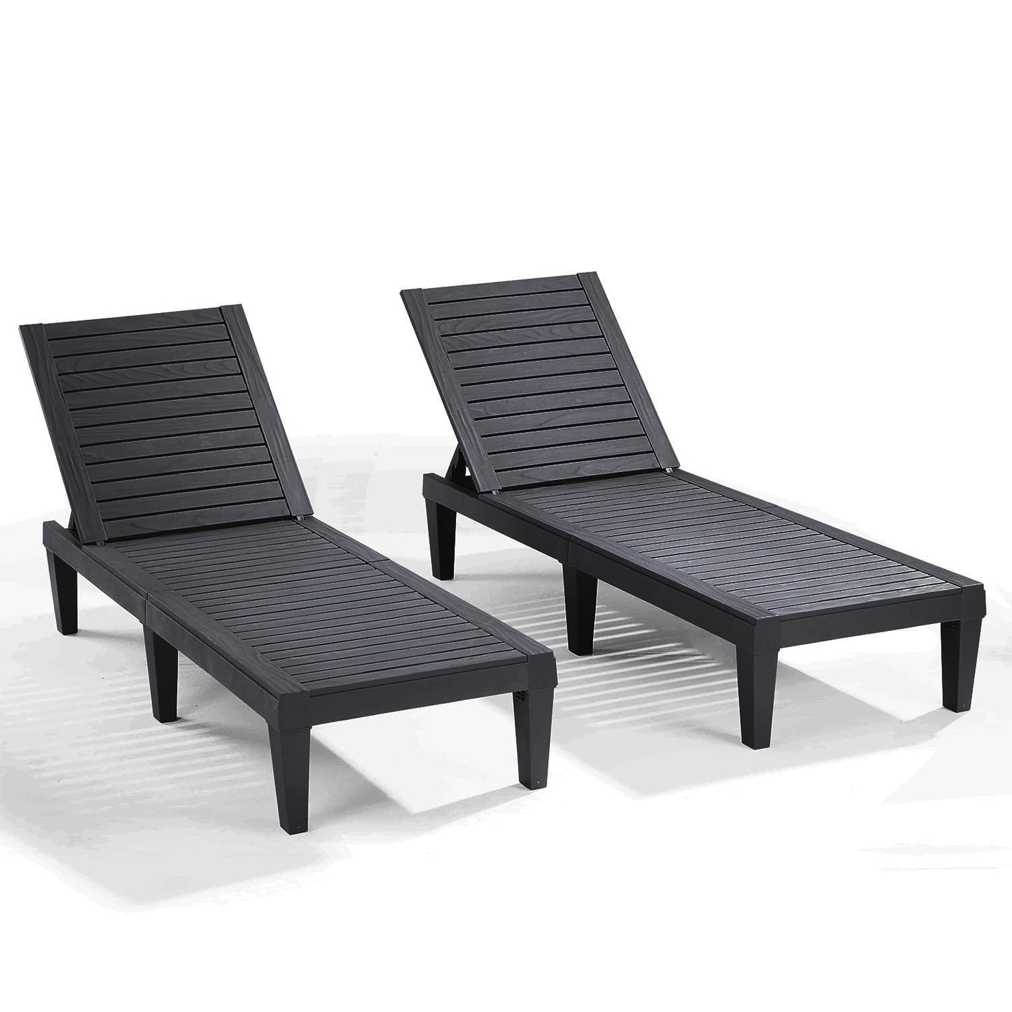 Nestl Patio Chairs - Black Chaise Lounge Chair Outdoor, 5-Position Adjustable Sun Tanning Chair, Waterproof Pool Lounge Chairs Set of 2, Reclining Lawn Chair, Lightweight Outdoor Lounge Chairs