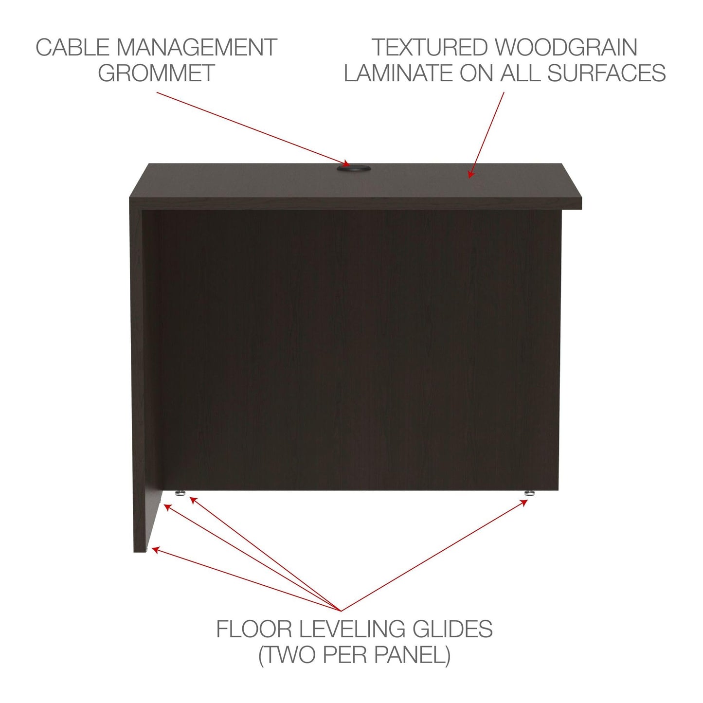 Alera Valencia Series Reversible Return/Bridge Shell, 35w x 23 5/8d x 29 1/2h, Espresso
