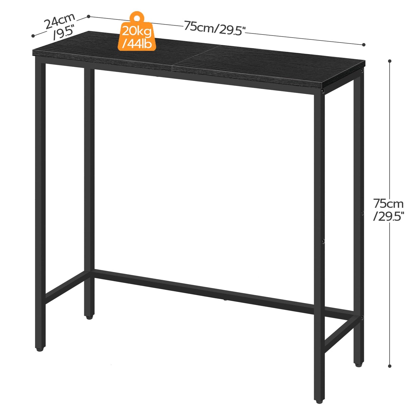 HOOBRO Narrow Console Table, 29.5" Small Entryway Table, Thin Sofa Table, Side Table, Display Table, for Hallway, Bedroom, Living Room, Foyer, Black BK75XG01