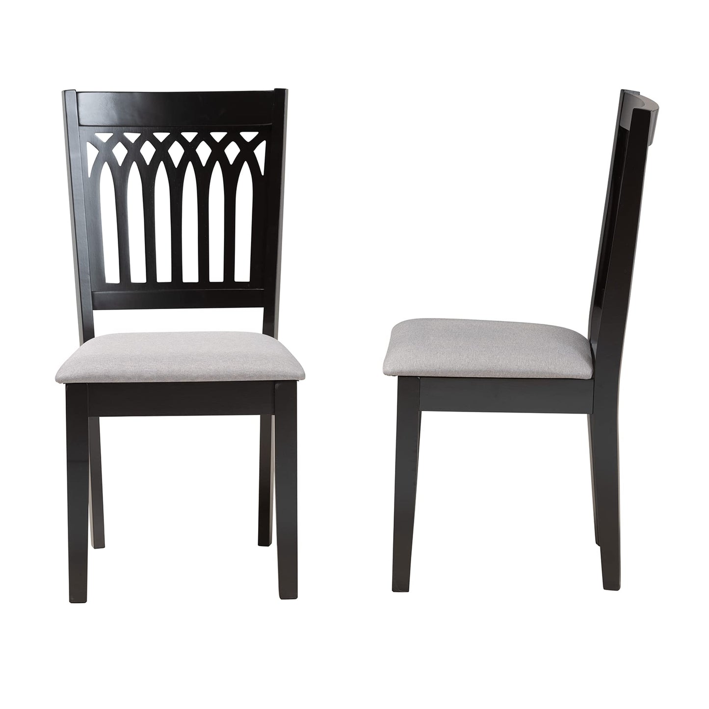 Baxton Studio Genesis Dining Chairs, Set of 2, Grey/Dark Brown