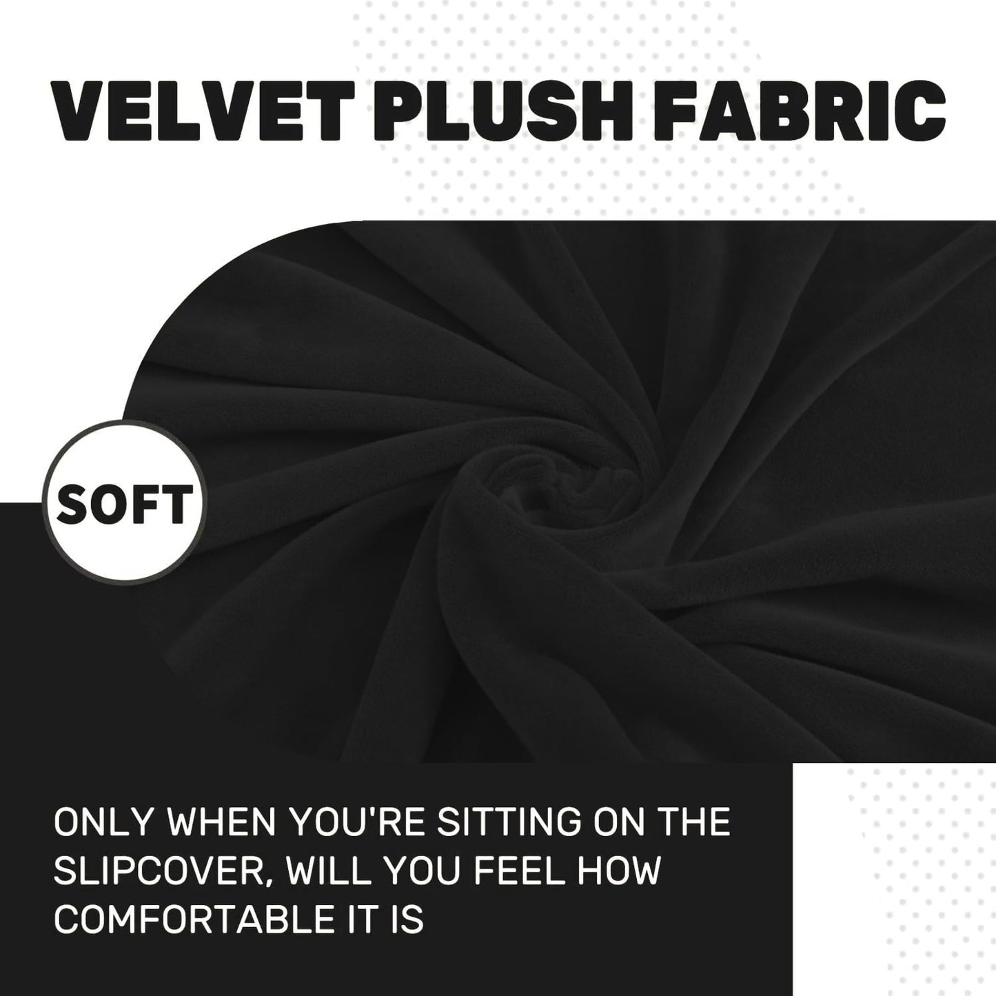 MAXIJIN Velvet Stretch Cushion Cover Fitted Couch Cushion Slipcovers 1 Pack Arm Chair Seat Cushion Cover for Individual Cushion Sofa Chair with Elastic Bottom (Chair Cushion, Black)