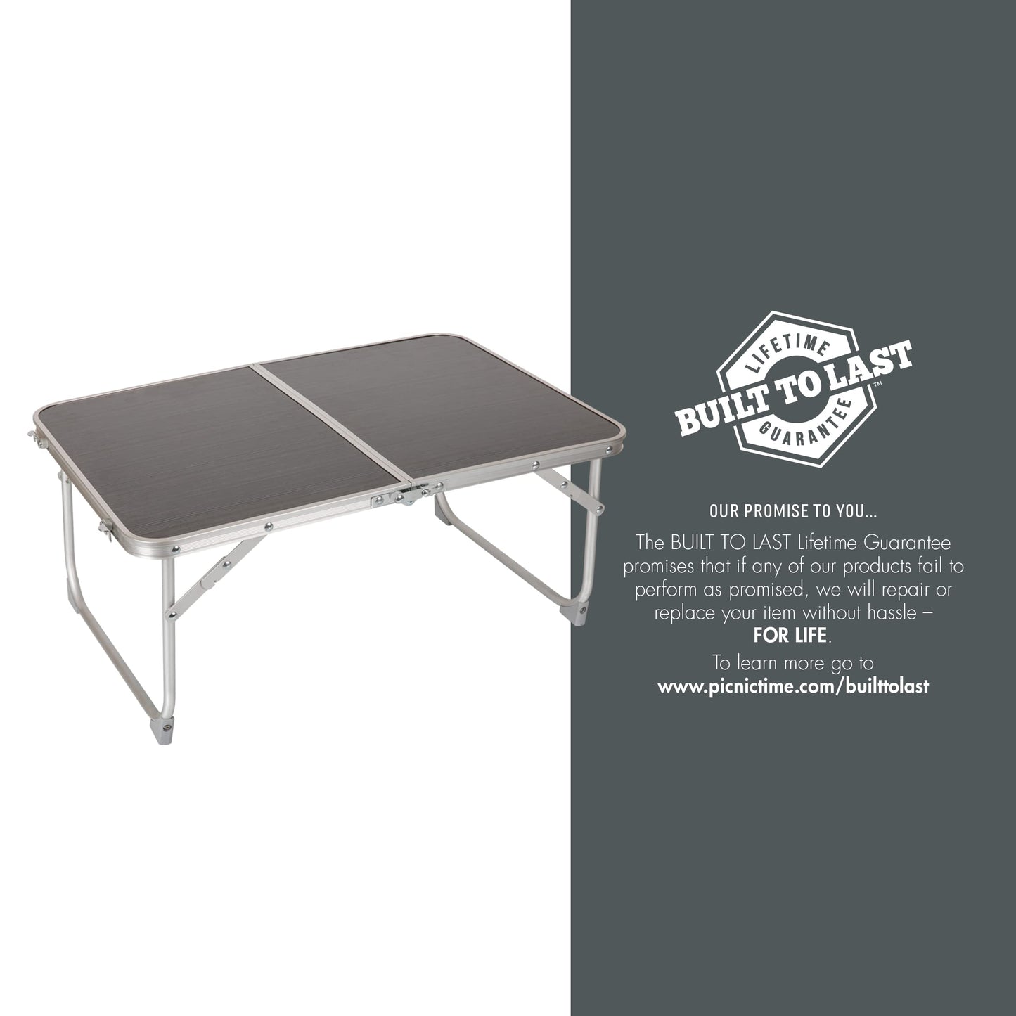 PICNIC TIME Disney Mickey Mouse Concert Mini Portable Table, Small Folding Table, Mini Picnic Table, (Charcoal Wood Grain)