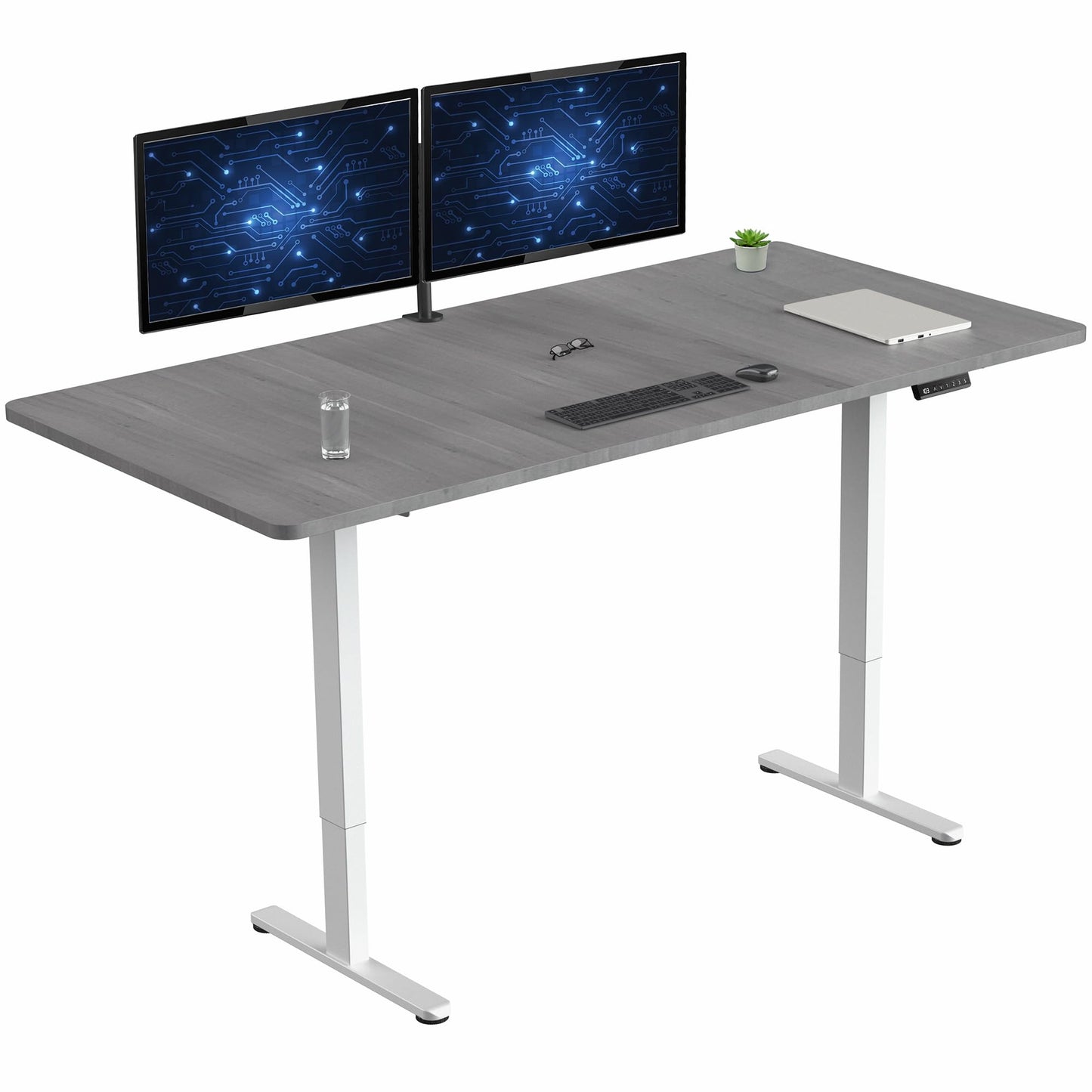 VIVO Electric 71 x 36 inch Standing Desk, Dual Motor Memory Controller Height Adjustment, E2B Series, Dark Gray Top White Frame, DESK-KIT-E2W7G-36