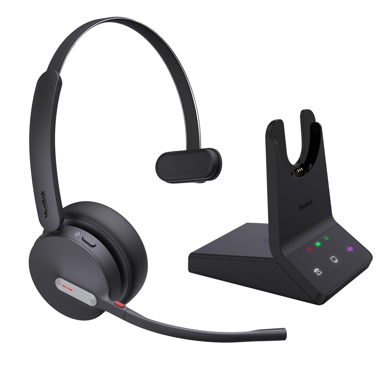 Yealink WH64 Mono UC DECT & Bluetooth Wireless Headset, 606ft Range, Single On Ear Work Headphones with 3X Noise Cancelling Mic, 26 Talk Time, Office Desk IP Phone, PC, Computer