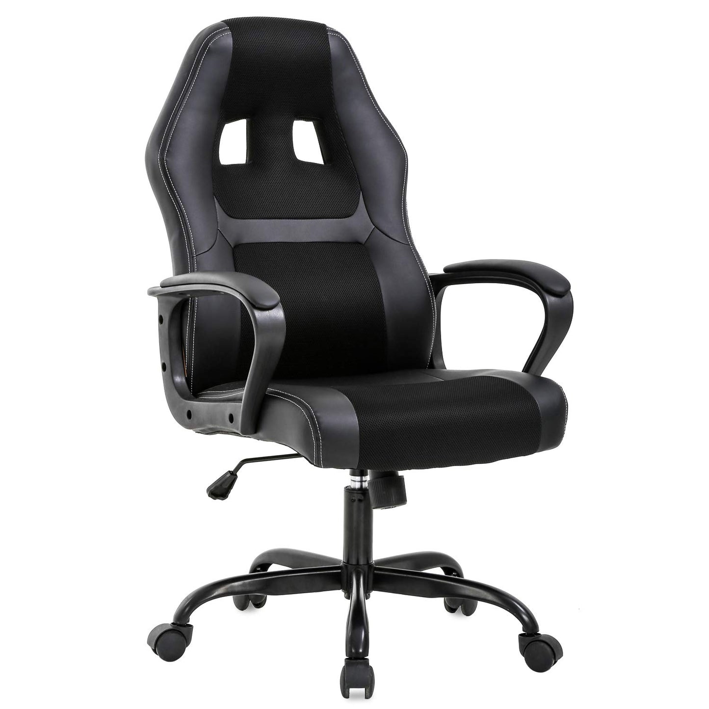 BestOffice Office Chair PC Gaming Chair Cheap Desk Chair Ergonomic PU Leather Executive Computer Chair Lumbar Support for Women, Men (Black)