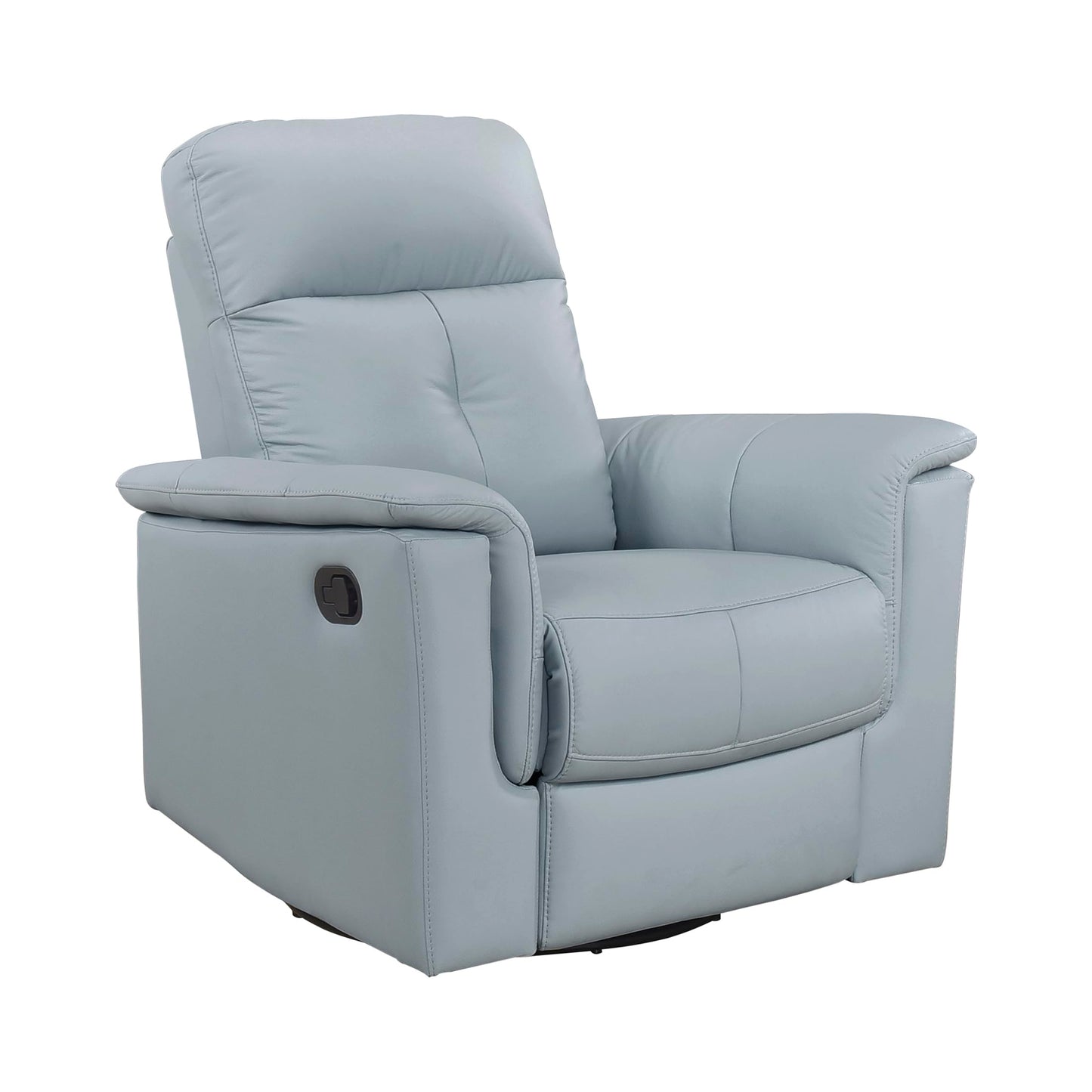 Lexicon Swivel Glider Recliner Chair, Comfy Nursery Glider, Top Grain Leather Match Recliner, Manual Reclining Chair for Living Room/Office/Apartment, Blue