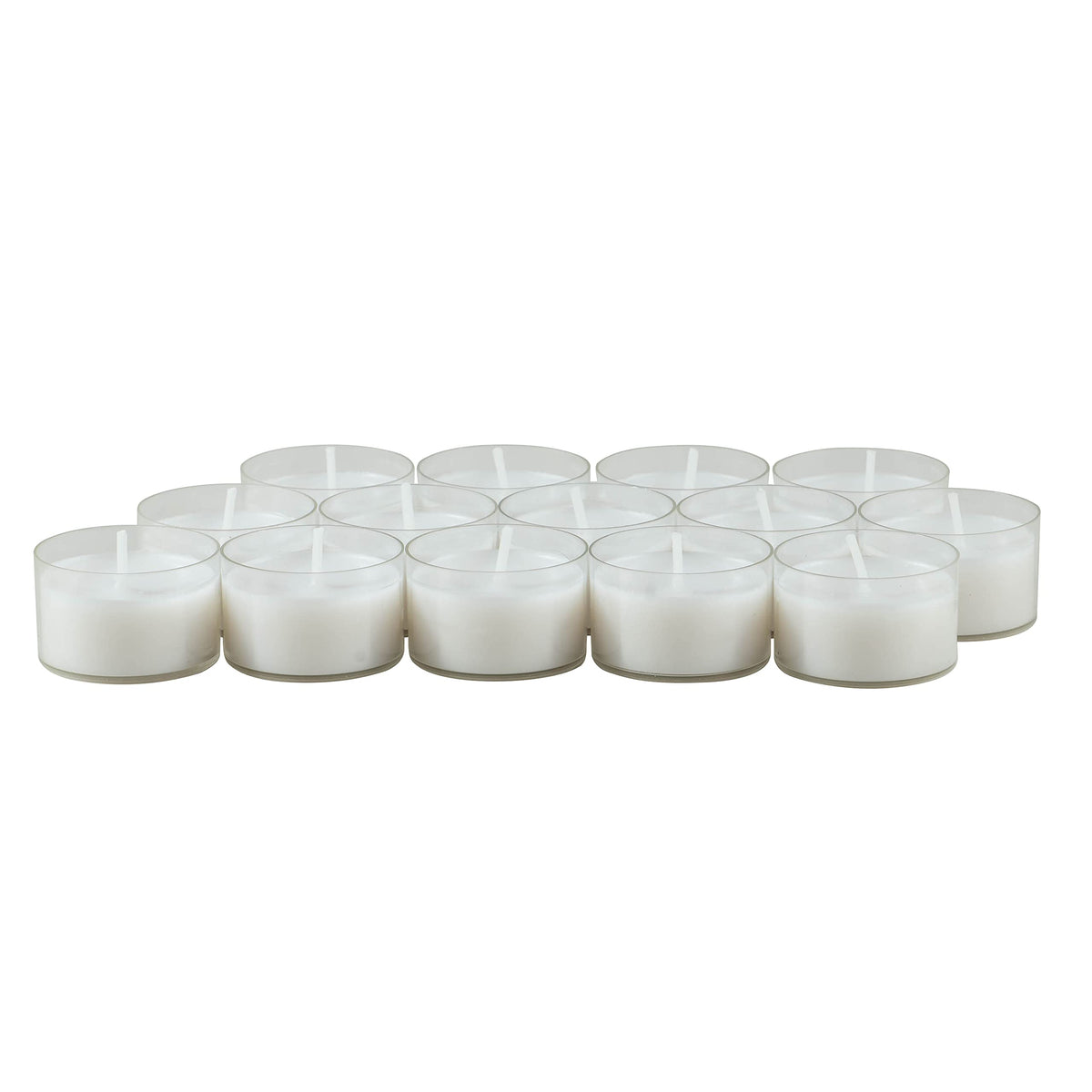 Stonebriar 96 Count White Unscented Smokeless Long Burning Clear Cup Tea Light Candles with 6 to 7 Hour Burn Time