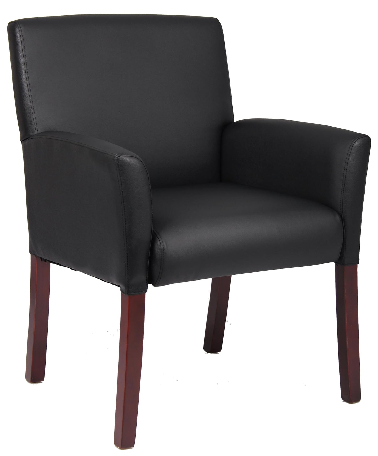 Boss Office Products Box Arm Guest Chair with Mahogany Finish in Black, 250 (B619)