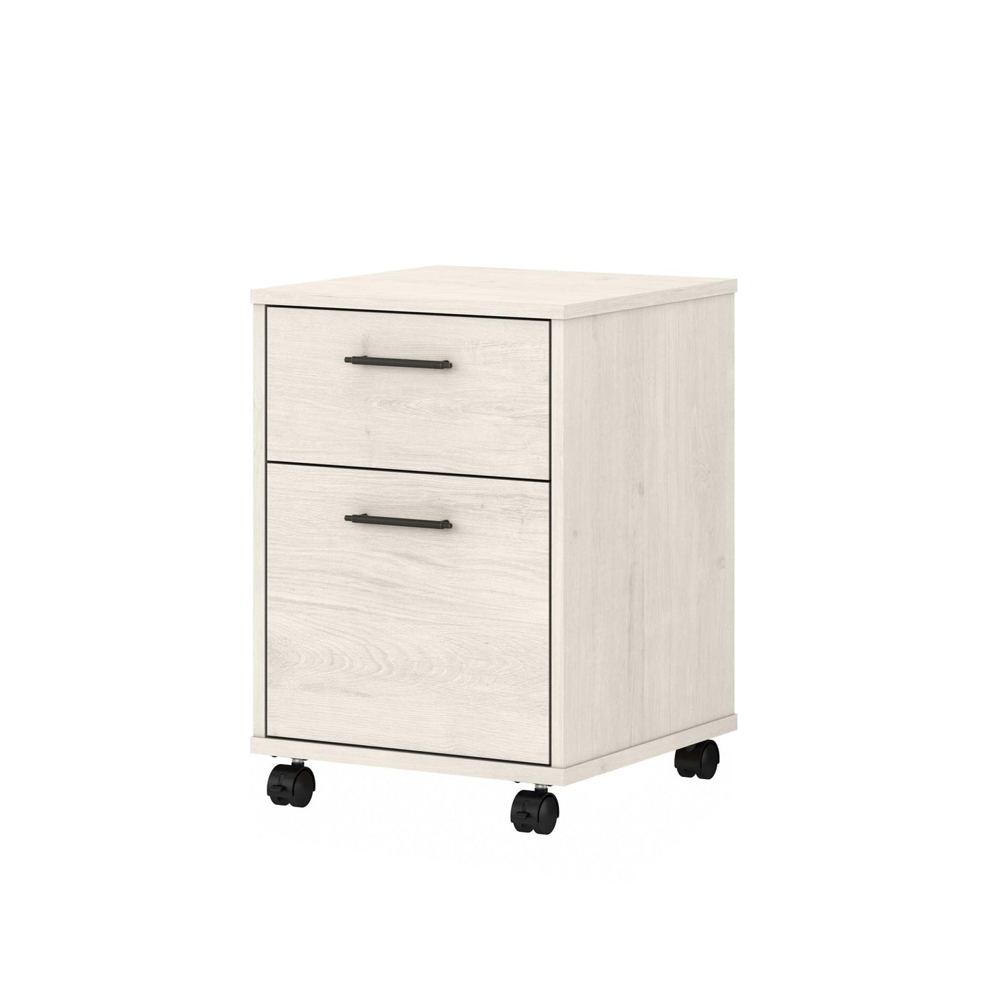 Bush Furniture Key West 2 Drawer Rolling File Cabinet in Linen White Oak Mobile Organization for Home Office Small Under Desk Storage on Wheels