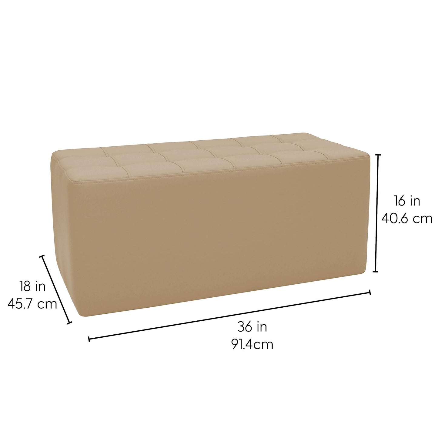 Factory Direct Partners Tufted Rectangle Accent Ottoman Bench Beautifully Upholstered Furniture for Modern Home, Office, Library or Waiting Area Seating, Footstool, Table Use - Sand, 14046-SD