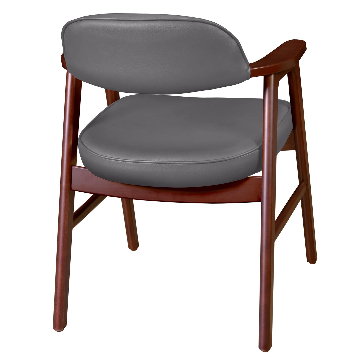 Regency 476 Mid-Century Modern Accent Chair – Mahogany Beech Wood Frame & Grey Vinyl Upholstery, Stylish Retro Lounge Chair for Living Rooms, Offices, Waiting Areas & Reception Spaces