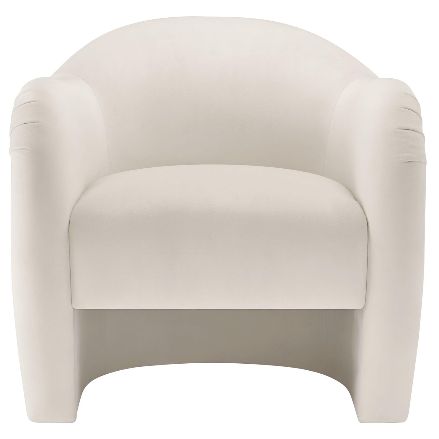 Modway Compose Barrel Chair with Performance Velvet Fabric in Alabaster – Upholstered Accent Armchair with Curved Backrest – Cozy Lounge Chair for Reading – Round Comfy Single Sofa Club Chair