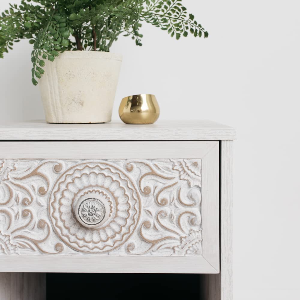 Signature Design by Ashley Paxberry Boho 1 Drawer Nightstand, Whitewash