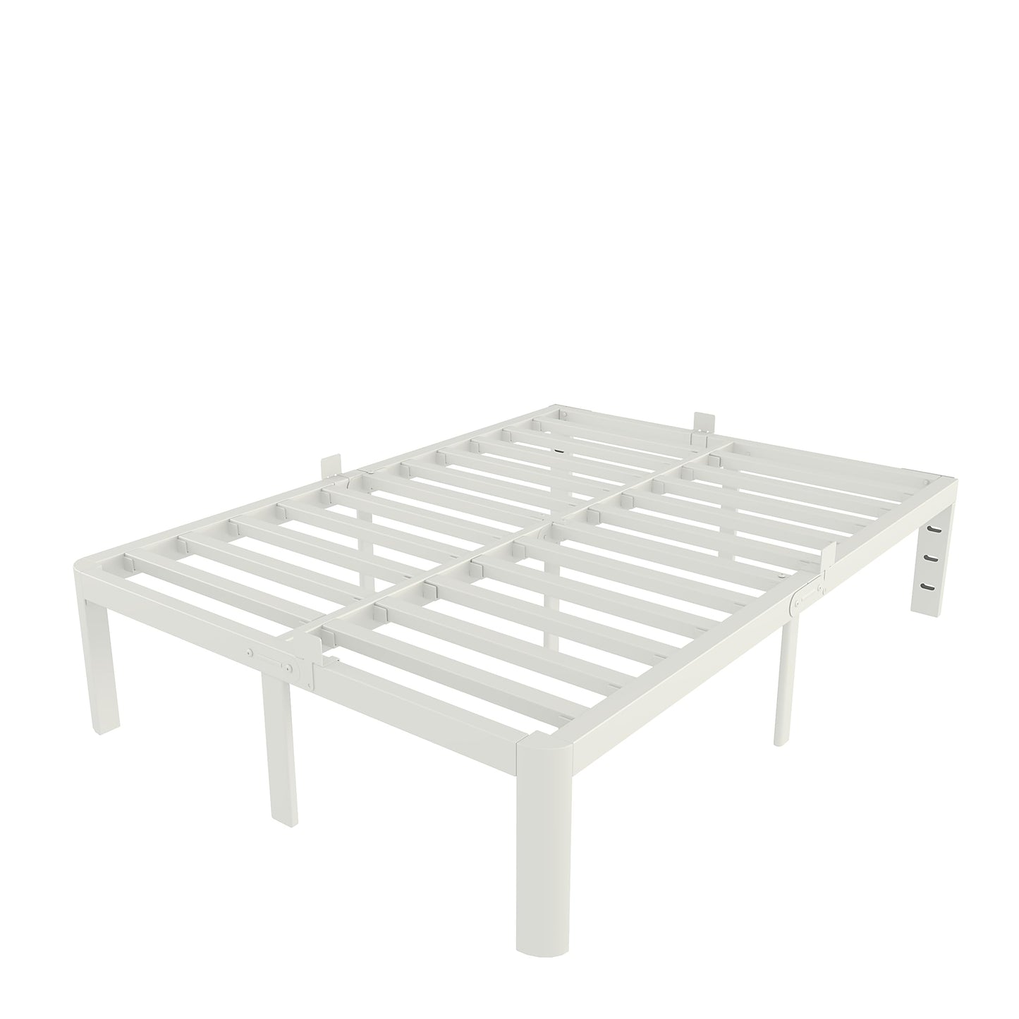 KZZLOL White Full Size Bed Frame 14 Inch, Metal Full Bed Frame No Box Spring Needed, Heavy Duty Steel Support 3500 LBS, DIY Headboard, Noiseless, Round Corner Legs, Storage Space, Easy Assembly