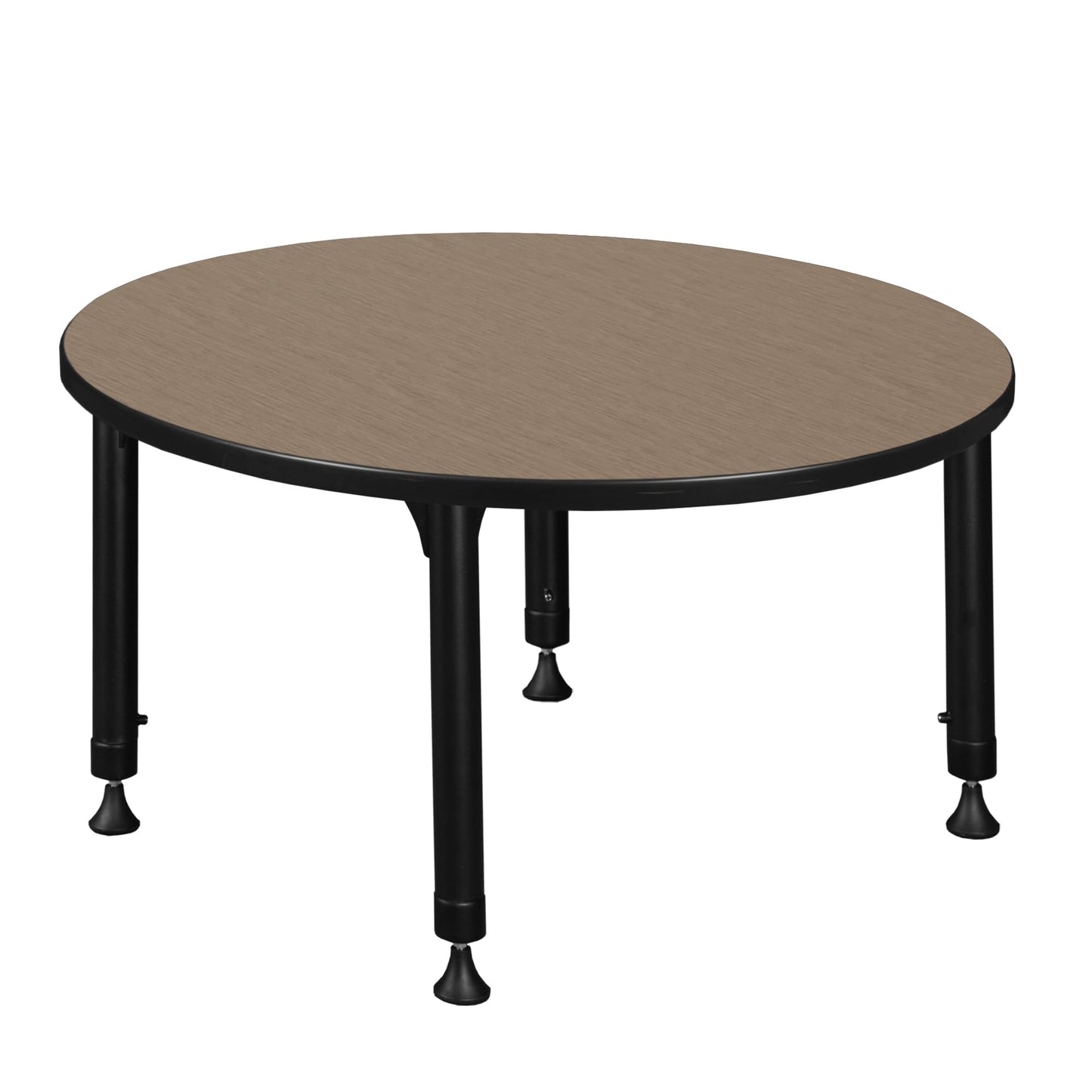 Romig Trek 36 in. Round Height Adjustable Classroom Activity Table- Noble Oak Top & Black Base