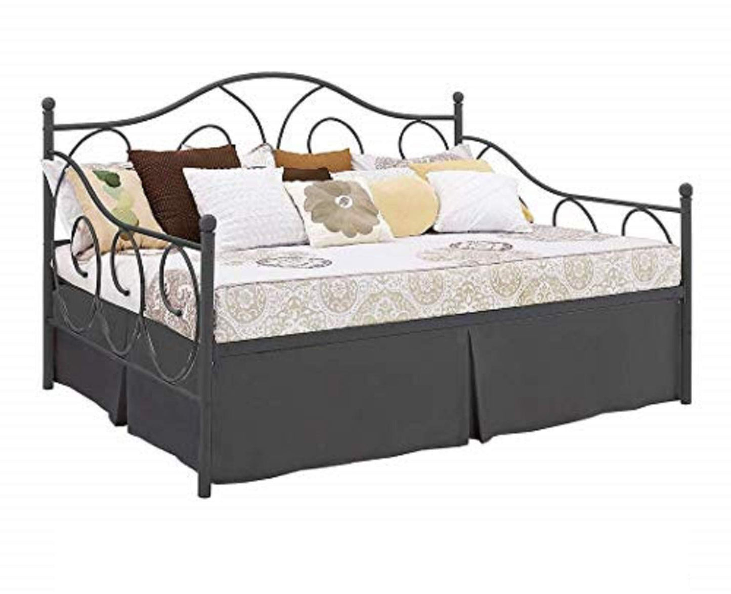 Pleated Bed Skirt with Split Corners for Daybeds - Three Side Coverage - Made with Brushed Microfiber, (Twin Size, Dark Grey Solid)/18 Inch Drop