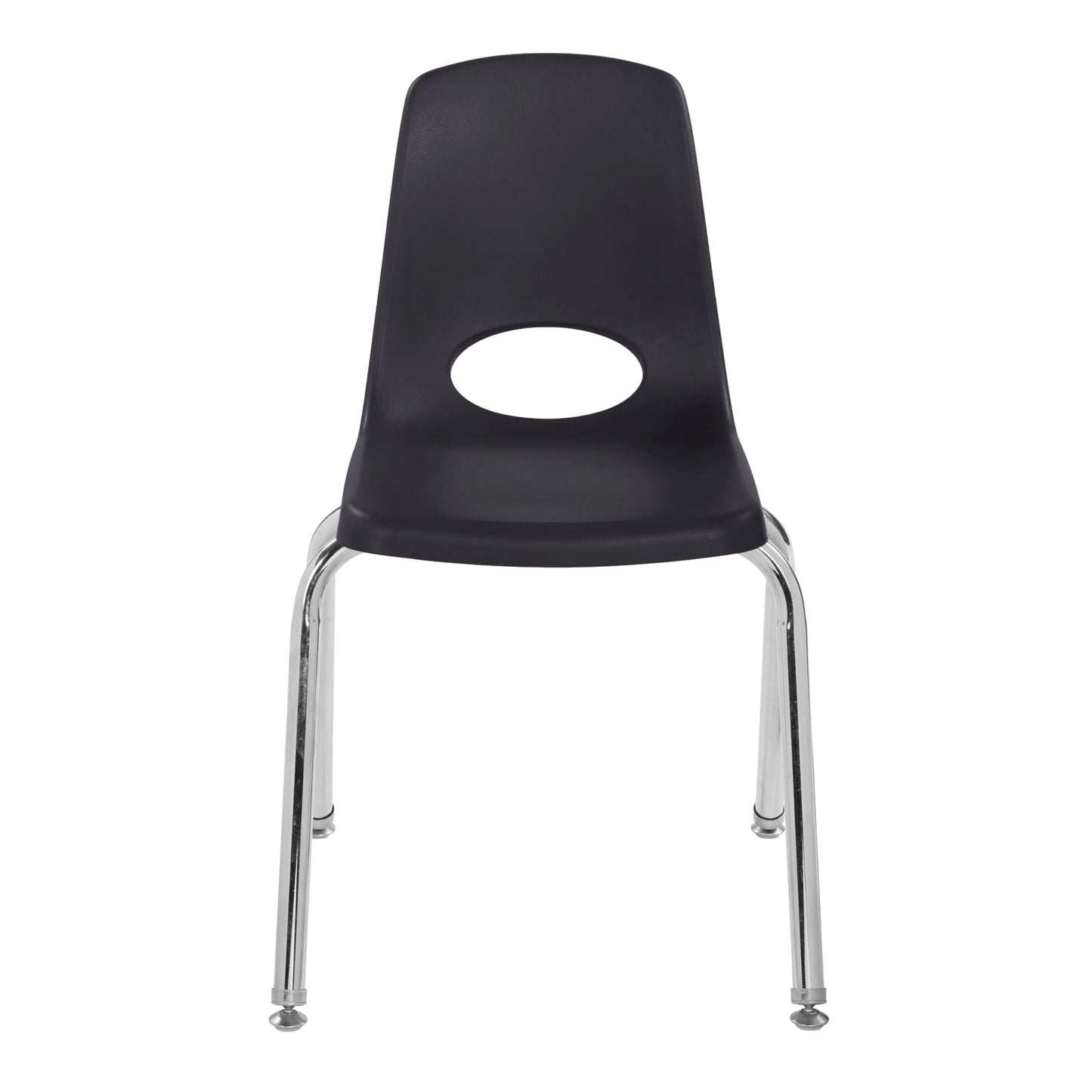 FDP 16" School Stack Chair, Stacking Student Seat with Chromed Steel Legs and Swivel Glides for Classroom, Homeschool or Office - Black, 11560-BK