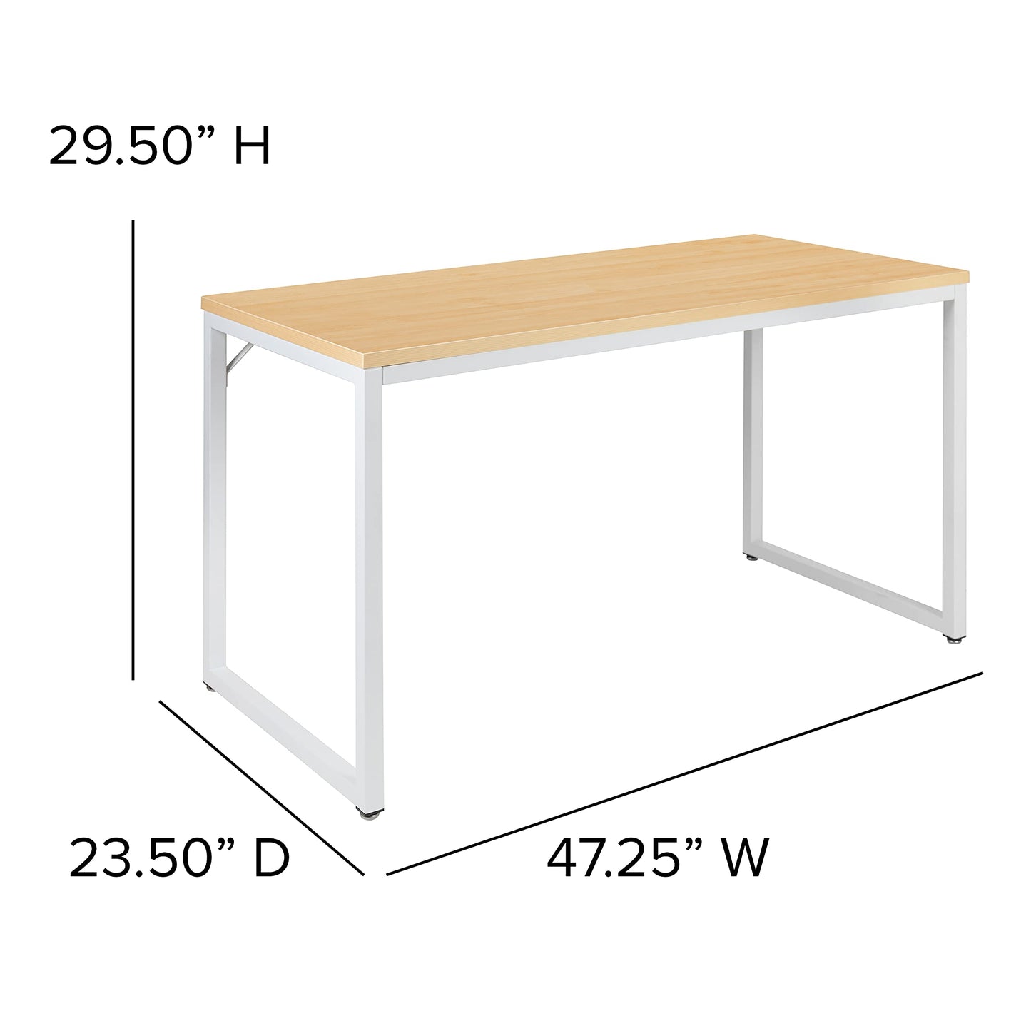 Flash Furniture Tiverton Industrial Modern Desk - Commercial Grade Office Computer Desk and Home Office Desk - 47" Long (Maple/White)