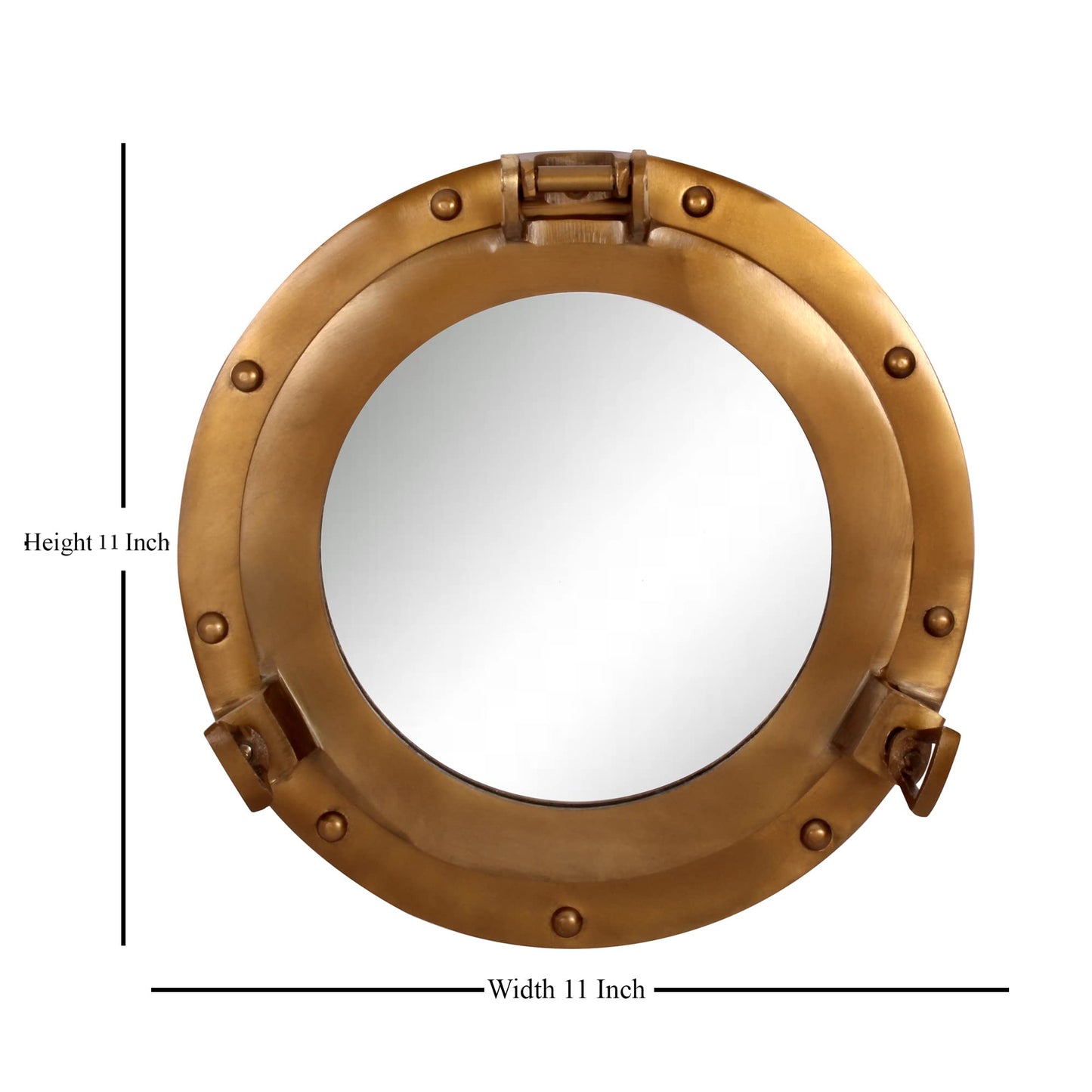 Handcrafted Trading Co. 11 Inch Nautical Aluminum Ship Porthole Mirror Antique Finish – Large Decorative Hanging Wall Mirror for Bathroom Living Room Office Decor