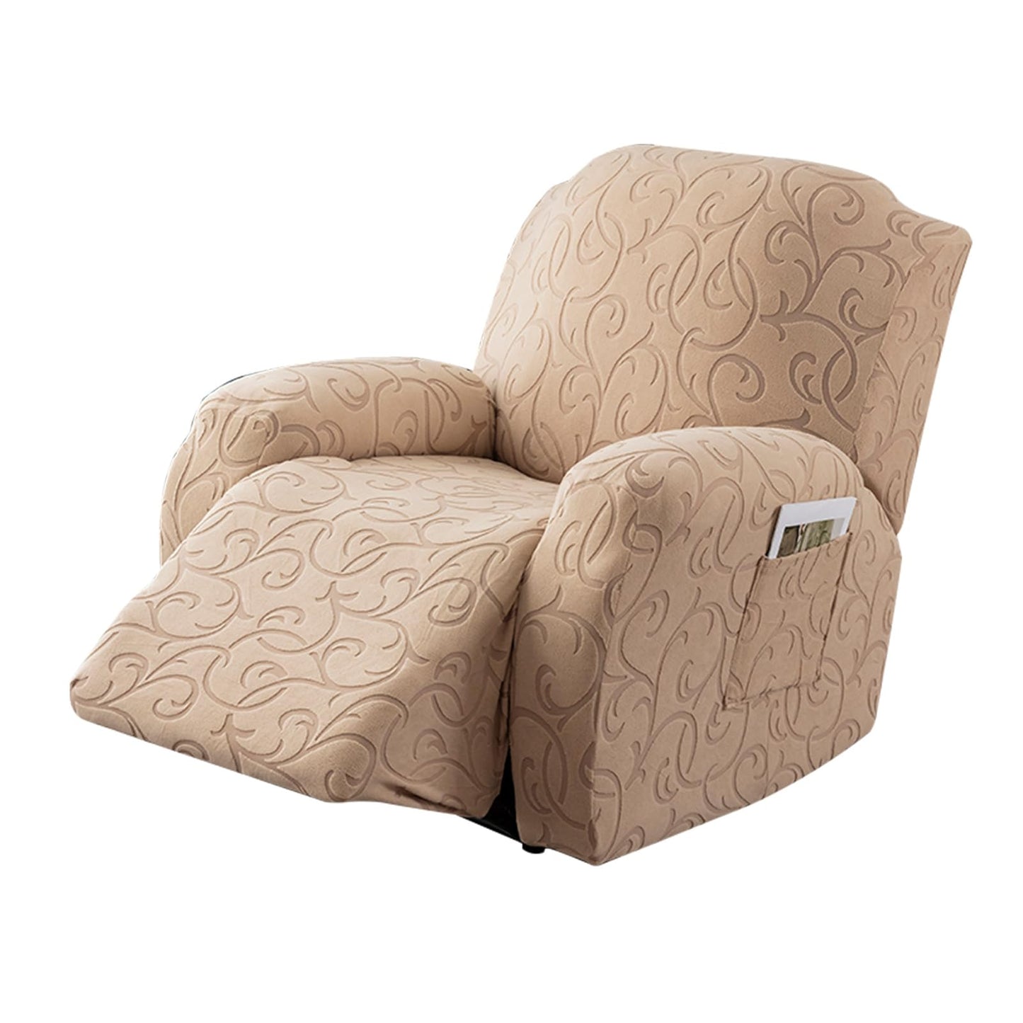 YUEANG 4 Pieces Recliner Cover Stretch Sofa Slipcover, Sofa Couch Cover for Reclining Couch 1 Seat, Washable Furniture Protector with Elastic Bottom for Kids, Dog