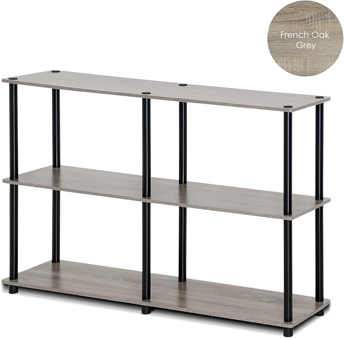 Furinno TURN-N-TUBE Storage Shelves, 3-Tier 47.4 Wide Book Shelf, Corner Shelf