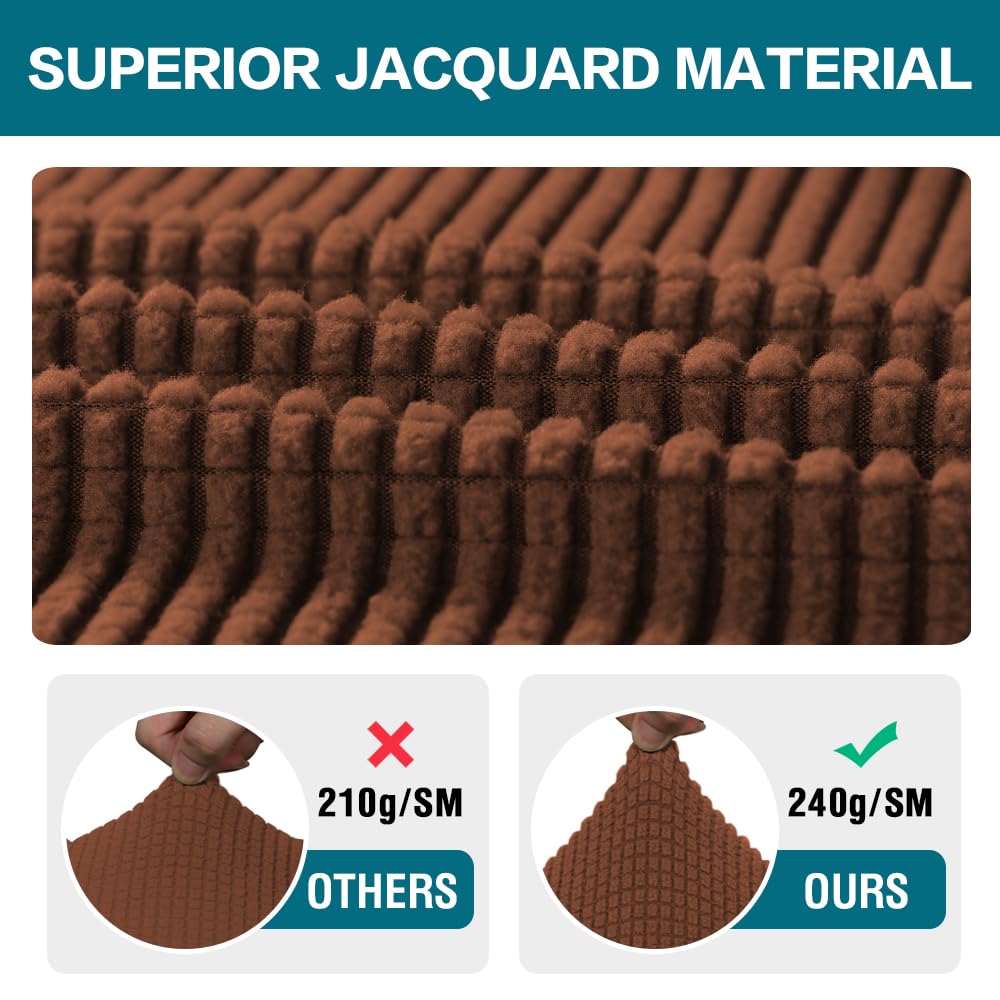 Turquoize Stretch Armrest Covers for Chairs and Sofas Couch Arm Covers for Sofa Spandex Jacquard Armrest Cover Anti-Slip Furniture Protector Armchair Slipcovers for Recliner Set of 2, Caramel