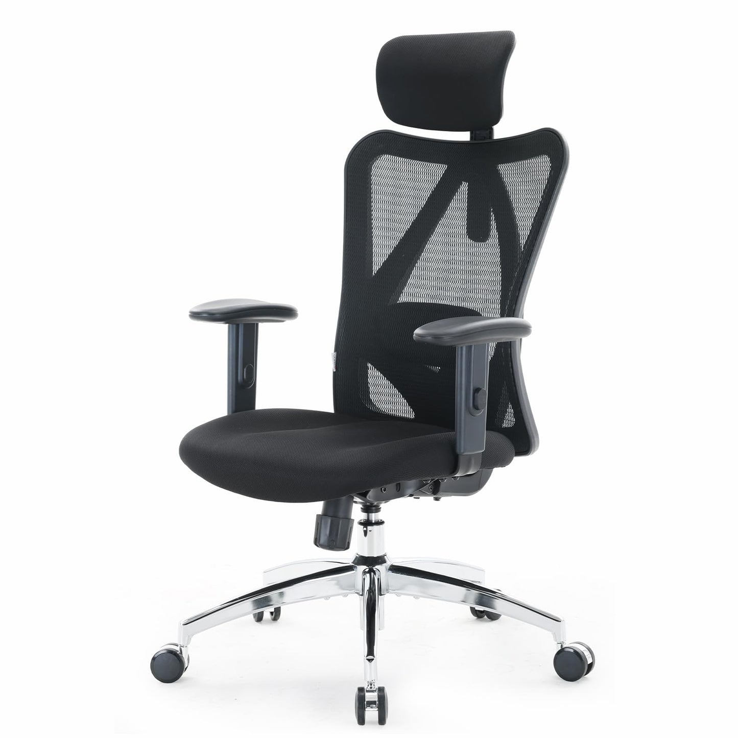 SIHOO M18 Upgraded Wheels Office Chair Ergonomic Desk Chair, Breathable Mesh Design High Back Computer Chair, Adjustable Headrest and Lumbar Support (Light Black)